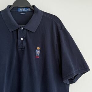 Polo Bear Ralph Lauren Shirt Mens XL Navy Faded Classic Fit Mesh Cotton Pique